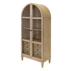 Modern Wood Arched Display Cabinet/Bookcase Fully Assembled Light Brown