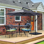 JUSTLET 10ft Heavy Duty Patio Hanging Offset Cantilever Patio Umbrella W/ 4-Piece Base Included Included, Beige