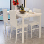 5 Piece Dining Room Table Set, Modern Dining Table Sets with Gray Velvet Upholstered Chairs for 4, Faux Marble Pattern Rectangle Kitchen Table Set for Bar Living Room Breakfast Nook Small Space