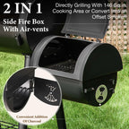 Summit Living Charcoal Grill with Offset Smoker 941 sq.in. Extra Large BBQ Grill Black