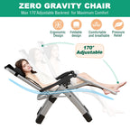 NAIZEA 2 Pack Zero Gravity Chair, Foldable Portable Lawn Recliner with Cushion, Headrest, Cup Holder, Black