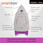 Oliso TG1600 Pro Plus 1800 Watt SmartIron with Auto Lift - for Clothes, Sewing, Quilting and Crafting Ironing | Diamond Ceramic-Flow Soleplate Steam Iron, Yellow