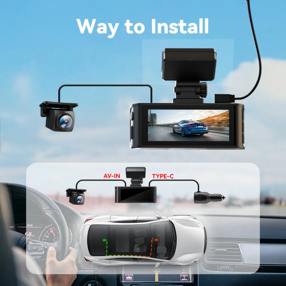 REDTIGER Dash Cam Front and Rear, Dash Cam 4K with WiFi & GPS, 4K/2.5K Front+1080P Rear Dashcam, Dash Camera with Night Vision, 3.18'' LCD Screen, Loop Recording, Black