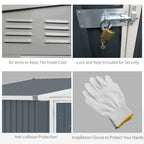 Outsunny 4' x 7.6' Storage Shed, Galvanized, Locking, Gray