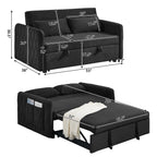 Convertible Sofa Bed,3 in 1 Sleeper Sofa with 2 Pillows and Adjustable Backrest for Living Room Office,Black