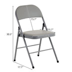 6 Pack Gray Folding Chairs with Padded Seats, Portable Stackable Foldable Chairs for Indoor & Outdoor, Commercial Seat with Metal Frame for Events Office Wedding Party, 330lbs Capacity