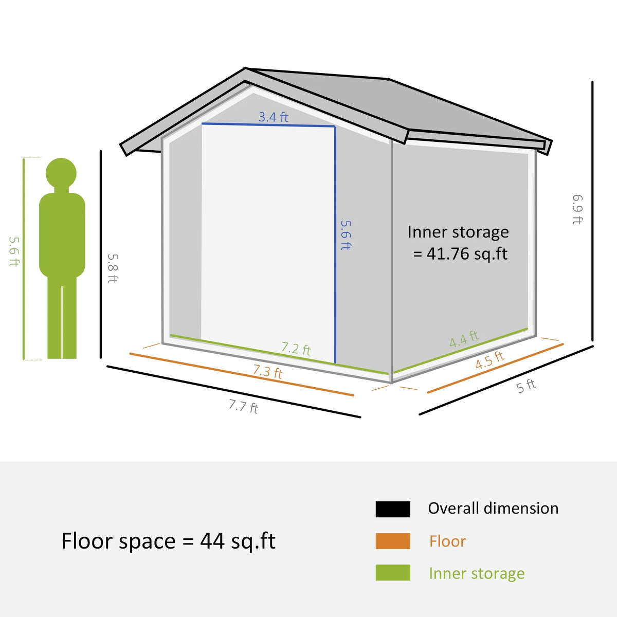 Outsunny 7' x 4' Metal Storage Shed Organizer, Garden Tool House with 4 Vents and 2 Sliding Doors for Backyard, Patio, Garage, Lawn, Dark Gray