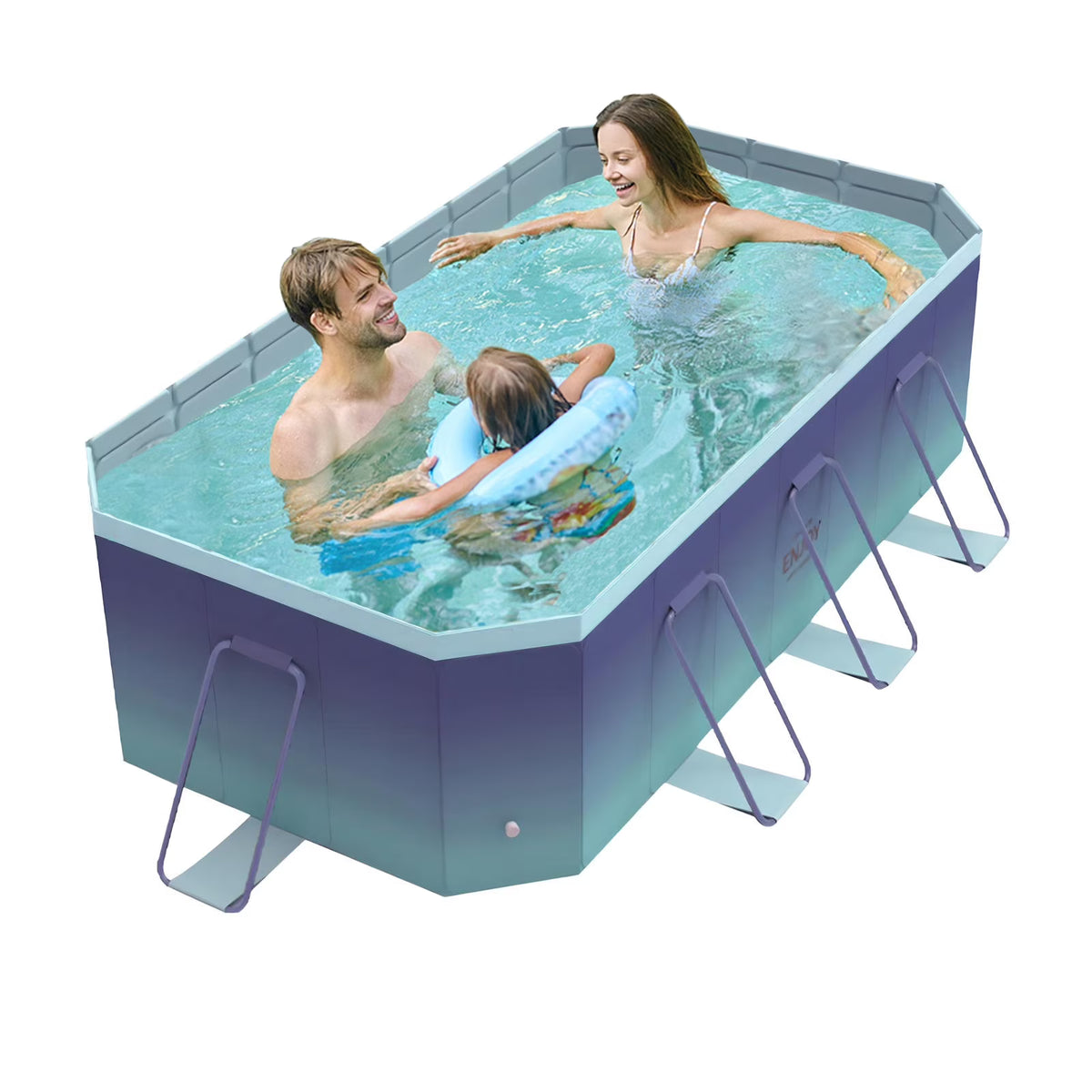 Foldable Swimming Pool, Large Non-Inflatable Outdoor Pools for Kids Adults Above Ground Pools, 116in