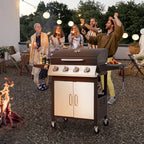 4-Burner Gas Grill with 4 Universal Wheels & Bottle Opener, 40000BTU Outdoor Grill with Side Table for Camping, Black & Sliver