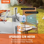 VEVOR Rotisserie Grill with Windscreen, BBQ Whole Pig Lamb Goat Charcoal Spit Grill, 46 Inch 132 Lbs Capacity, Electric 52W Motor Stainless Steel Roaster with Lockable Wheels, for Camping Outdoor