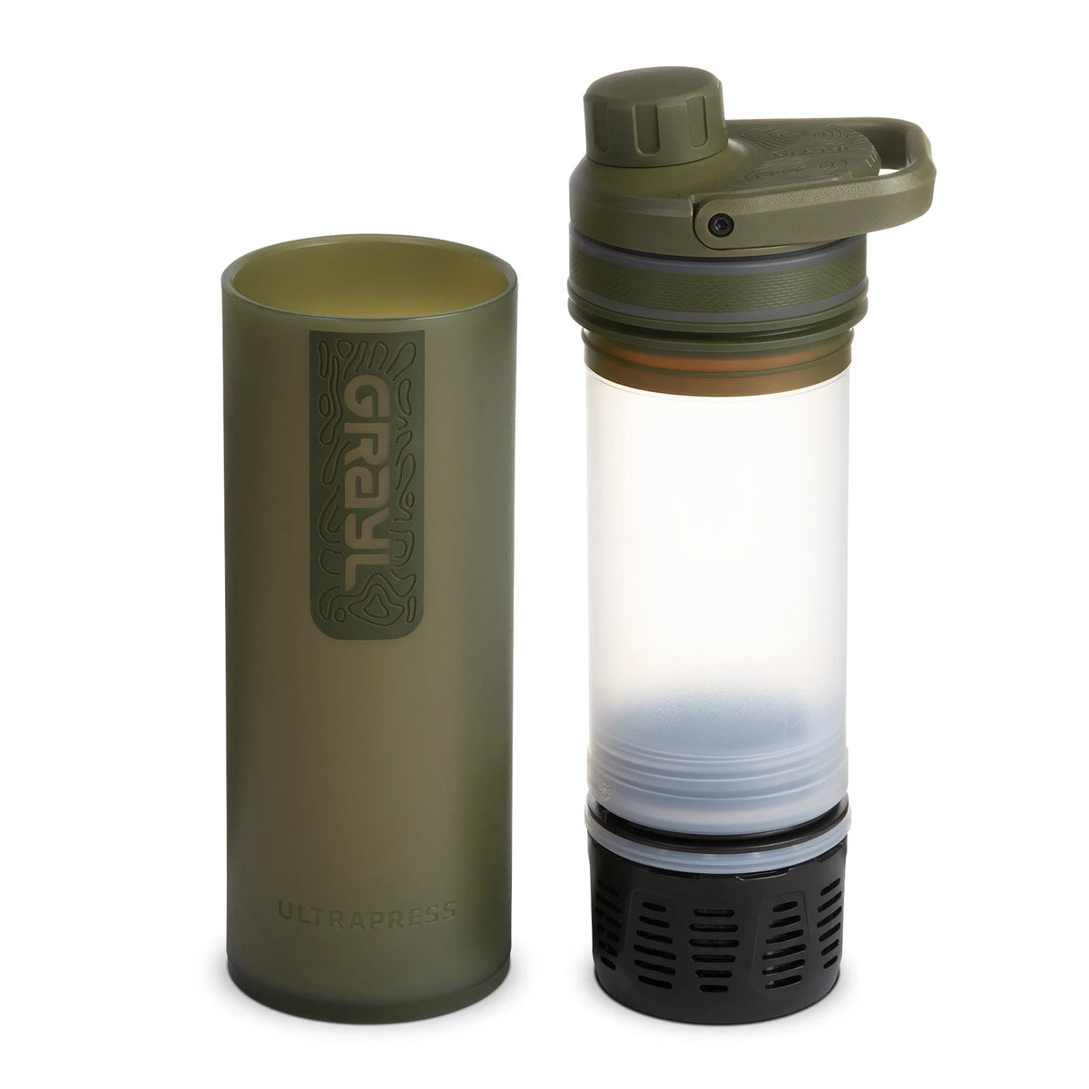 Grayl UltraPress Purifier Bottle, Olive Drab, 16.9 oz,