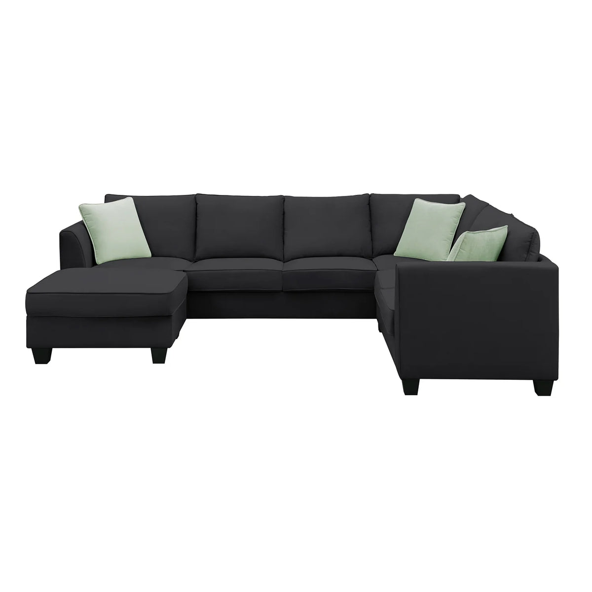 Harper & Bright Designs Modular Sectional Sofa with Ottoman Couch L Shape Corner Sofa Sets 7 Seats Fabric Couch for Living Room, Black, 112 * 87 inch