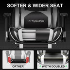 GTRACING Gaming Chair, Ergonomic Office Desk Chair with Lumbar Support, PU Leather, Footrest & Adjustable Headrest, Red