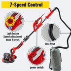 9" Drywall Sander 850W 6 Variable Speed Foldable Sander with Vacuum Bag