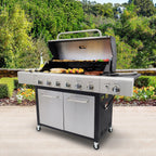 Kenmore 6-Burner Propane Gas Grill with Side Burner, PG-40611S0L, Stainless Steel with Black Trim