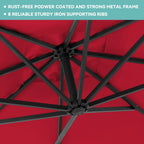 JUSTLET 10ft Heavy Duty Patio Hanging Offset Cantilever Patio Umbrella W/ 4-Piece Base Included Included, Beige