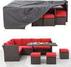 AECOJOY 7 Piece Patio Furniture Set PE Rattan Outdoor Dining Set Sectional Sofa Couch with Table Patio Conversation Set in Gray