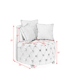 Swivel Barrel Chair, Modern Velvet Upholstered Lounge Chair with Button Tufted Design and Movable Wheels, Round Club Chair with 3 Pillows for Bedroom, Living Room, Lounge, Hotel. Black.