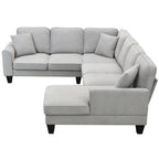 Harper & Bright Designs Modular Sectional Sofa with Ottoman Couch L Shape Corner Sofa Sets 7 Seats Fabric Couch for Living Room, Black, 112 * 87 inch