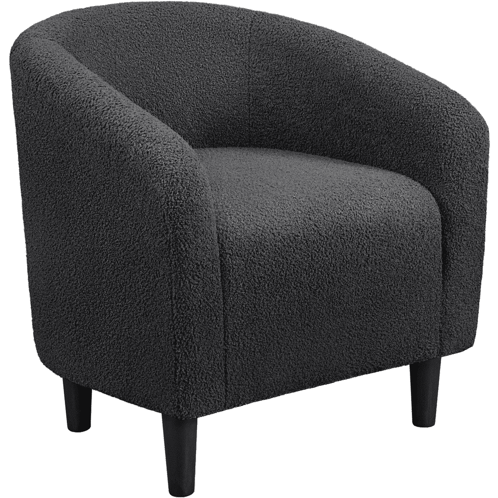 Yaheetech Upholstered Club Chair Accent Barrel Chair, Ivory