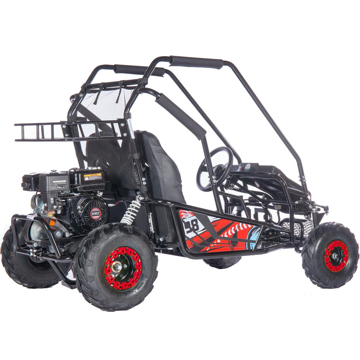 MotoTec Mud XL 212cc 2 Seat Go Kart Full Suspension Blue
