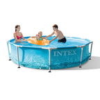 INTEX Round Metal Frame 10ft x 30in Above Ground Swimming Pool Set, Blue