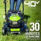 Greenworks 40V 20-inch Brushless Walk-Behind Push Lawn Mower W/40 Ah Battery and Quick Charger, 2516302