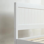 Zimtown Twin Bed Frame,Solid Pine Wood Kids Twin Platform Bed Frame, Bedroom Twin Bed with Headboard for Adults, White
