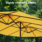 Alpha Joy 15ft Outdoor Patio Umbrella Extra-Large Double-Sided Garden Umbrella with Crank Handle and Base - Smoky Gray