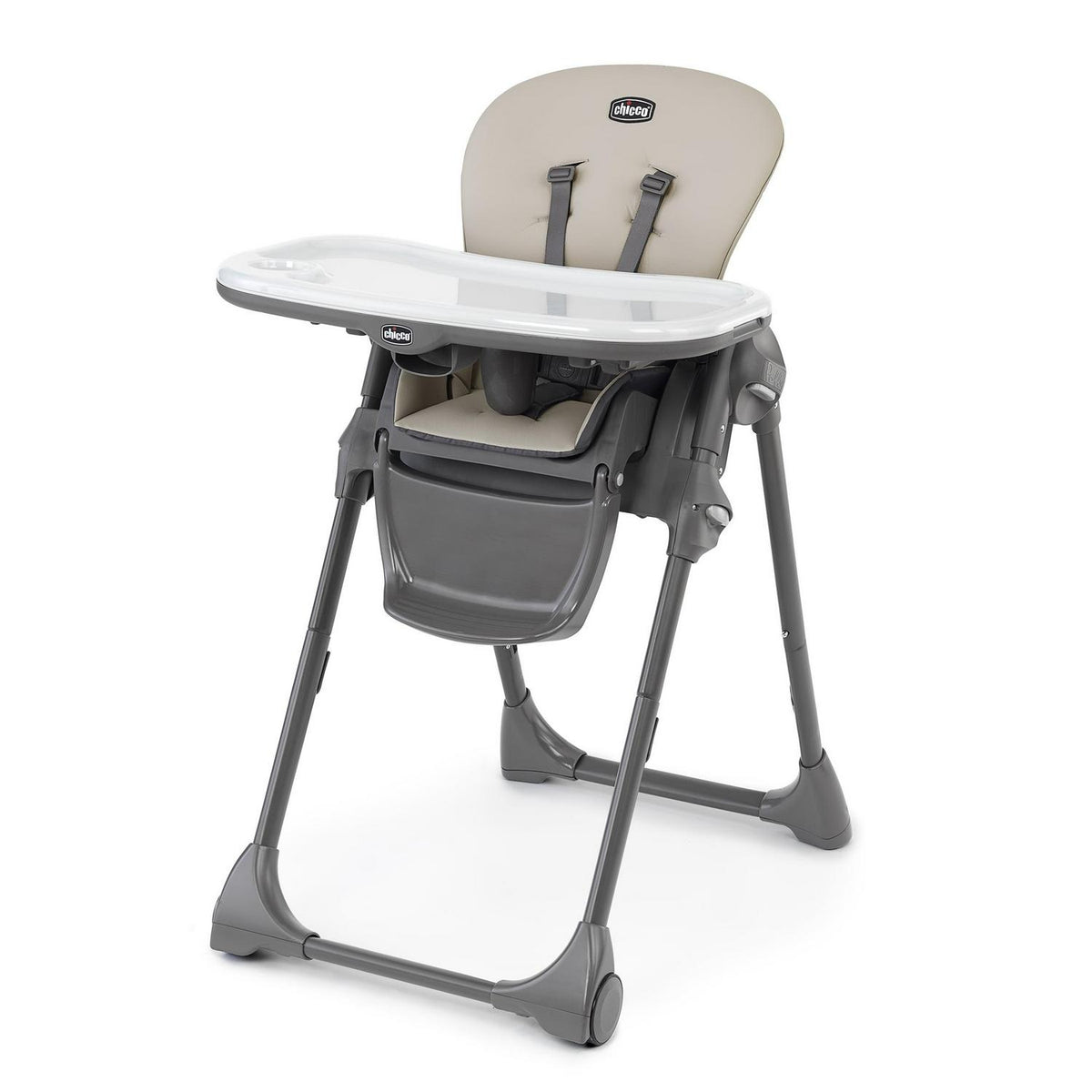 Chicco Polly Space-Saving Fold Easy Clean Highchair - Taupe (Beige). New