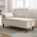 Storage Chaise Lounge, Upholstered Rolled Arm Chase Lounge with Nailhead Trim, Recliner Lounge Chair for Living Room Bedroom