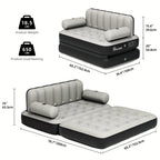 Inflatable Air Sofa Bed 2-in-1 Backrest Couch Airbed With Headboard And Pump Convertible Blow Up Bed Mattress For Home, Camping, And Guests, Living Room Furniture, Queen Size