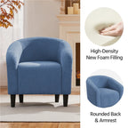 Yaheetech Upholstered Club Chair Accent Barrel Chair, Ivory