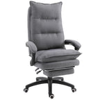 Office Chair Vinsetto 360�� Swivel Executive Home Office Chair Adjustable Height Linen Style Fabric Recliner with Retractable Footrest and Double Padding, Grey,Ergonomic Office Chair