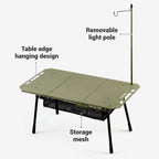 Naturehike, Portable Camping Table, Outdoor Detachable Tactical Camping Table, Lightweight Aluminium Camping Table with Light Pole, Adjustable Height