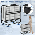 Costway Heavy Duty Foldable Bed Metal Guest Bed Daybed W/ 4 inch Mattress Memory Foam