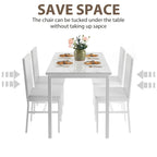 5 Piece Dining Room Table Set, Modern Dining Table Sets with Gray Velvet Upholstered Chairs for 4, Faux Marble Pattern Rectangle Kitchen Table Set for Bar Living Room Breakfast Nook Small Space