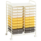 Costway 20 Drawer Rolling Storage Cart Tools Scrapbook Paper Office School Organizer Yellow
