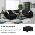 Harper & Bright Designs Modular Sectional Sofa with Ottoman Couch L Shape Corner Sofa Sets 7 Seats Fabric Couch for Living Room, Black, 112 * 87 inch