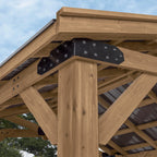 Backyard Discovery Norwood 14' x 12' Cedar Wood Gazebo, Galvanized Steel Roof, PowerPort