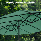 Alpha Joy 15ft Outdoor Patio Umbrella Extra-Large Double-Sided Garden Umbrella with Crank Handle and Base - Smoky Gray