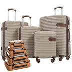 Luggage Sets,4-Piece Lightweight Suitcase Set with 4 Packing Cubes and TSA Lock, Hardshell Suitcases with Spinner Wheels, (16/20/24/28 ),Brown