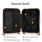 20" Expandable Luggage with Spinner Wheels+UBS+Cup Holder+Side Hooks ,ABS+PC,Multifunctional Suitcases with Wheels(BLUE)