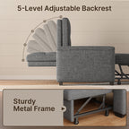 Sofa Bed, Lofka 3 in 1 Convertible Couch Bed with Storage Armrest and Adjustable Backrest for Living Room, Dark Gray