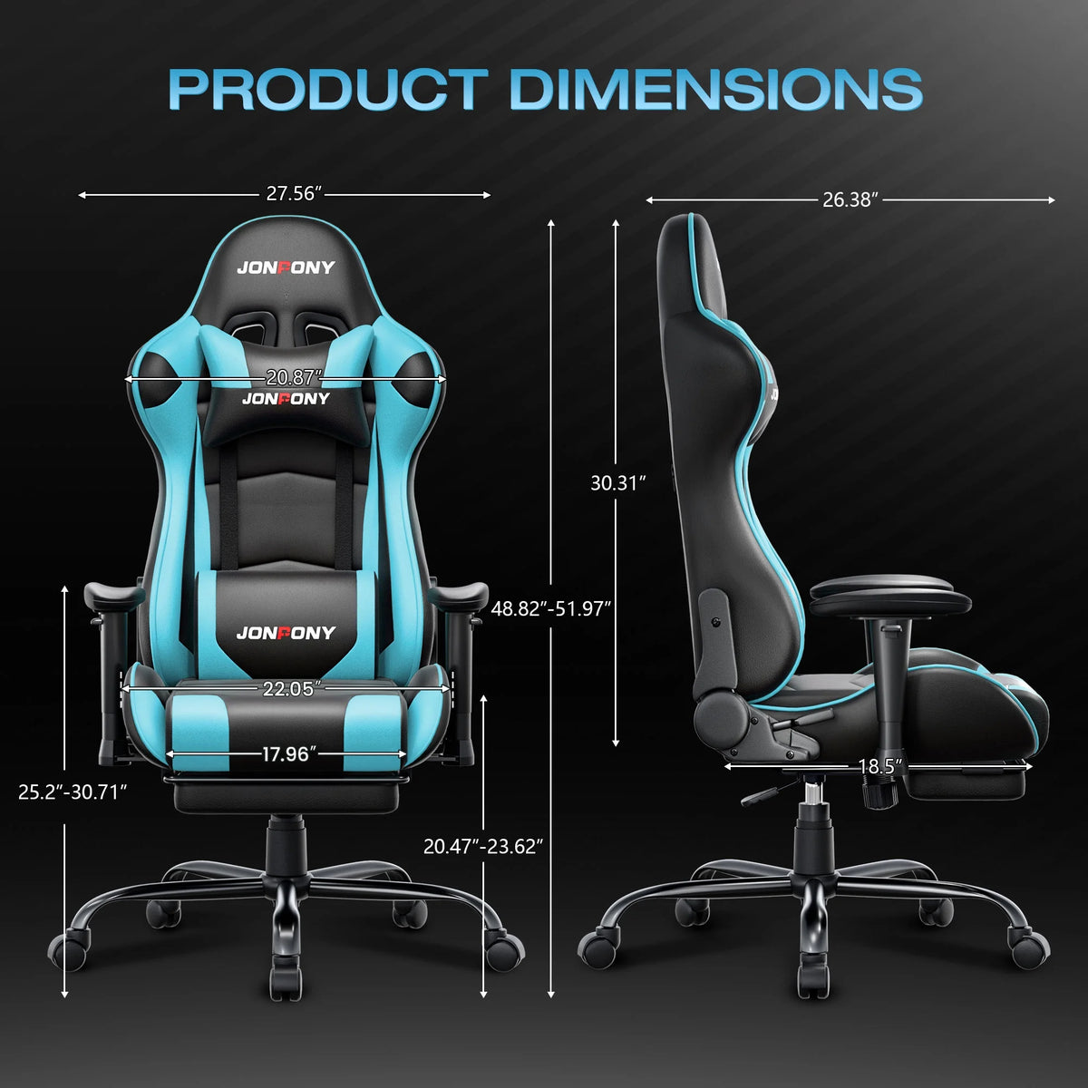 JONPONY Big and Tall 500LBS Gaming Chair, Ergonomic Design, Gamer Chair PU Leather with Footrest and Lumbar Support, High Back Office Chair Support 8 Hours Long Sitting,Red Computer Chair,Red