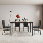 5 Piece Dining Room Table Set, Modern Dining Table Sets with Gray Velvet Upholstered Chairs for 4, Faux Marble Pattern Rectangle Kitchen Table Set for Bar Living Room Breakfast Nook Small Space