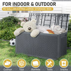 Ktaxon 90 gal Outdoor Garden Plastic Storage Deck Box Gray