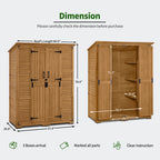 MCombo Large Outdoor Storage Shed with 6 Shelves, Outside Tool Wooden Storage Cabinet, 1738
