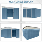 Outsunny 4.6' x 9' Metal Outdoor Storage Shed, Garden Utility Tool House with Double Lockable Doors for Backyard, Patio, Lawn, Garage, White