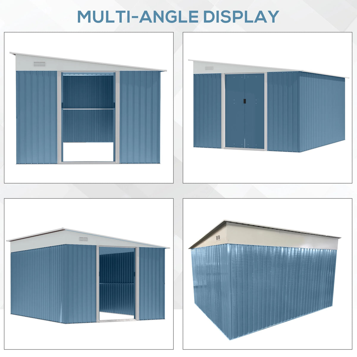Outsunny 4.6' x 9' Metal Outdoor Storage Shed, Garden Utility Tool House with Double Lockable Doors for Backyard, Patio, Lawn, Garage, White